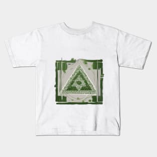 Mystical Green Triangle Geometric Design No. 910 Kids T-Shirt